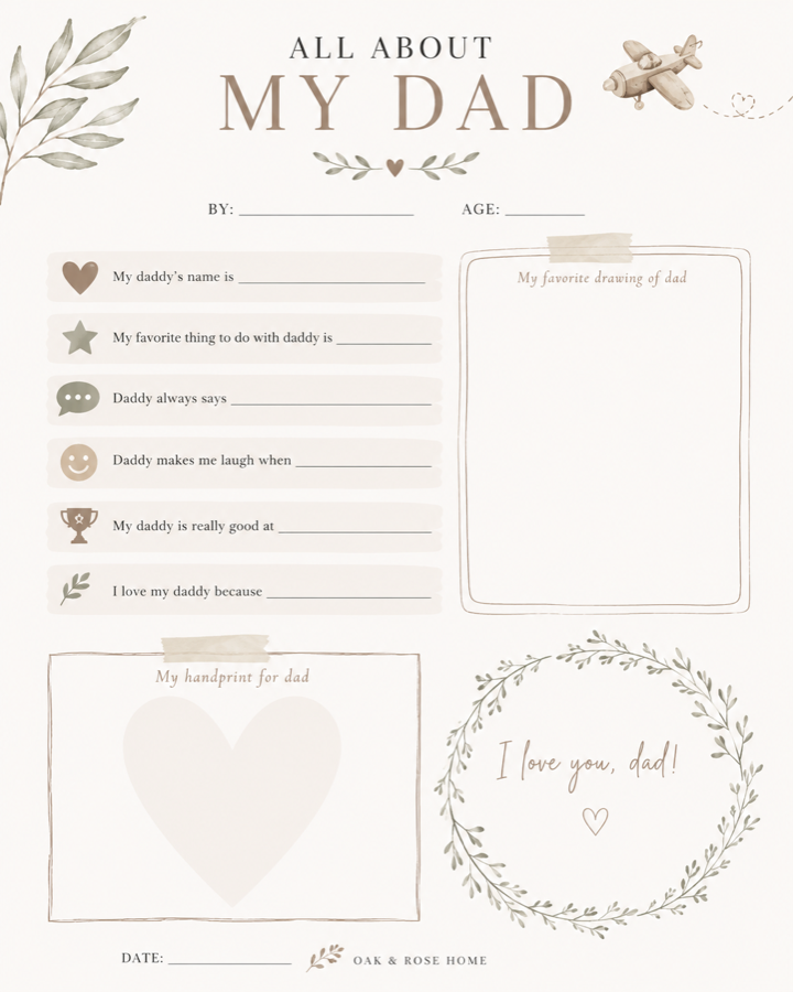 All About My Daddy — Father’s Day Printable